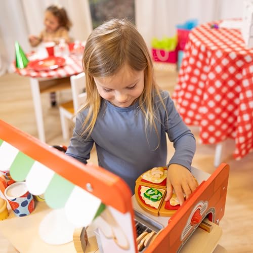 Melissa & Doug Wooden Pizza Food Truck Activity Center with Play Food, for Boys and Girls 3+