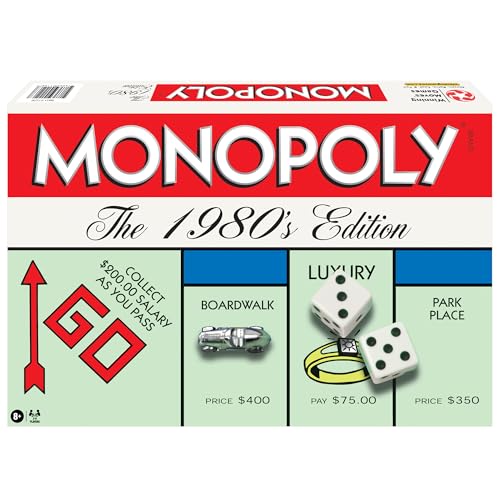 Monopoly The 1980's Edition with Original 1980's Artwork & Components incl. All Classic Tokens, by Winning Moves Games USA, Classic Family Board Game with Classic Tokens, for 2 to 8 Players, Ages 8+