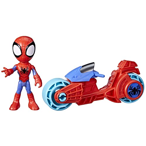 Spidey and His Amazing Friends Hasbro Marvel,4-Inch Scale Spidey Action Figure with Toy Motorcycle. 3 and Up