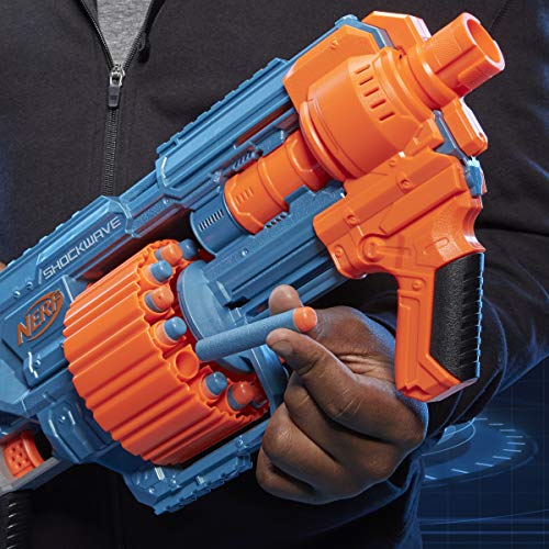 Nerf Elite 2.0 Shockwave RD-15 Dart Blaster, 30 Nerf Elite Darts, 15-Dart Rotating Drum, for 8 & up
