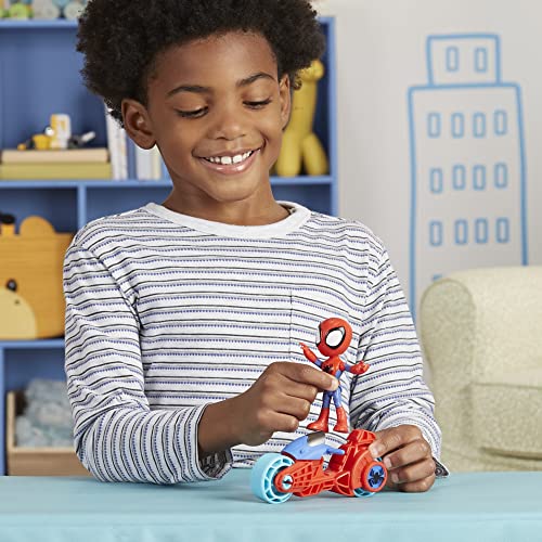 Spidey and His Amazing Friends Hasbro Marvel,4-Inch Scale Spidey Action Figure with Toy Motorcycle. 3 and Up