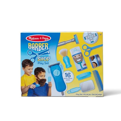 Melissa & Doug Barber Shop Pretend Play Set Shaving Toy for Boys and Girls Ages 3+ Wearable Beard and Shave Accessories for Role Play