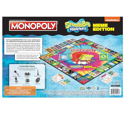 Monopoly Spongebob Squarepants Meme Edition | Based on Nickelodeon Show | Featuring Familiar Memes of Locations, Episodes, and Characters | Officially-Licensed & Collectible Monopoly