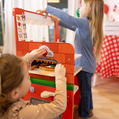 Melissa & Doug Wooden Pizza Food Truck Activity Center with Play Food, for Boys and Girls 3+