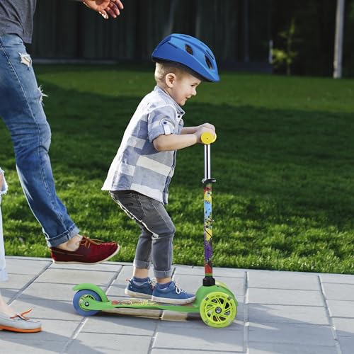 TMNT Self Balancing Kick Scooter with Light Up Wheels, Extra Wide Deck, 3 Wheel Platform, Foot Activated Brake, 75 lbs Limit, Kids & Toddlers Girls or Boys, for Ages 3 and Up