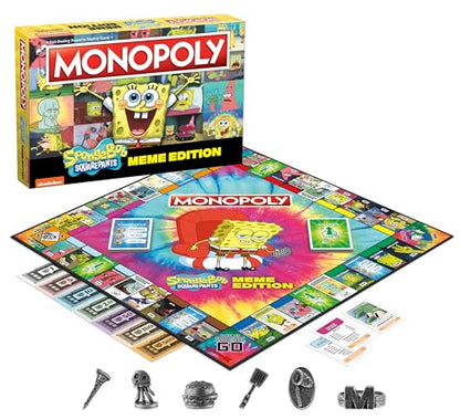 Monopoly Spongebob Squarepants Meme Edition | Based on Nickelodeon Show | Featuring Familiar Memes of Locations, Episodes, and Characters | Officially-Licensed & Collectible Monopoly