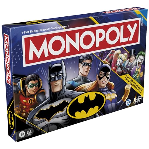 Monopoly Batman Edition Board Game | Monopoly Game for Batman Fans | Ages 8 and Up | 2 to 4 Players | Family Games | Strategy Games for Kids and Adults