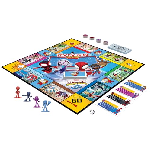 Hasbro Gaming Monopoly Junior: Marvel Spidey and His Amazing Friends Edition Board Game for Kids Ages 5+, with Artwork from The Animated Series, Kids Board Games