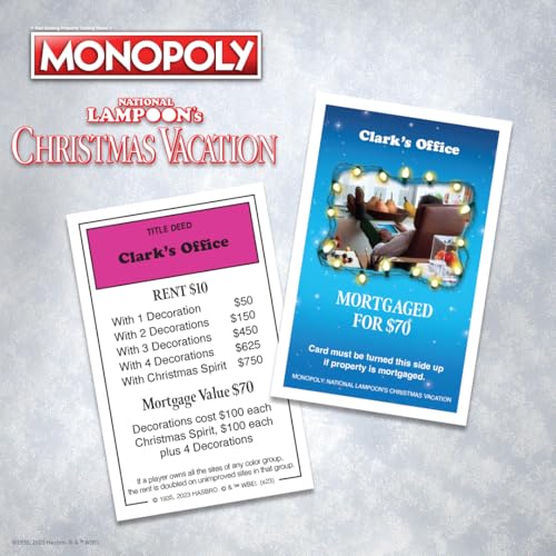 Monopoly National Lampoons Christmas Vacation, Featuring Themed Tokens Squirrel, Egg Nog Glass, Chainsaw & More, 2-6 Players, Ages 15+, Play Time 60+, Officially Licensed National Lampoons Board Game