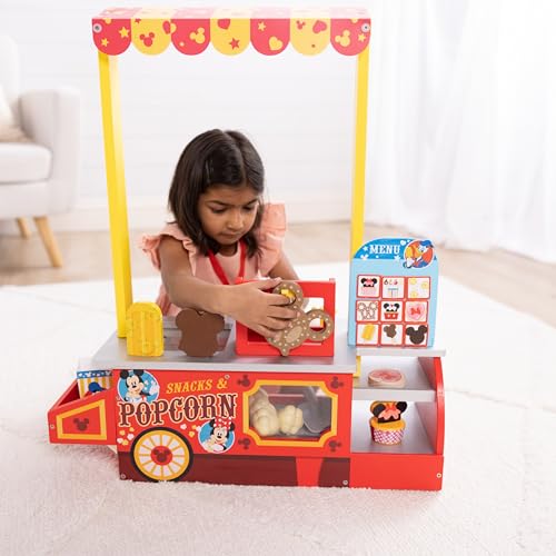 Melissa & Doug Disney Snacks & Popcorn Wooden Pretend Play Food Counter – 33 Pieces - FSC-Certified Materials