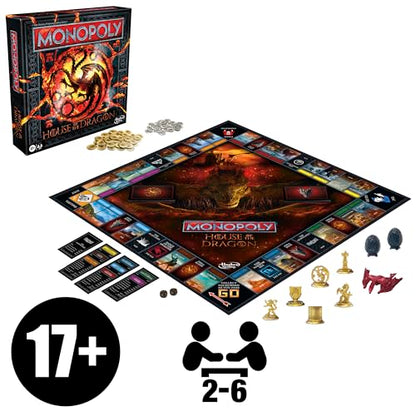 Monopoly House of the Dragon Edition Board Game | Based on the Hit TV Series | Ages 17 and Up | 2 to 6 Players | Strategy Games (Amazon Exclusive)