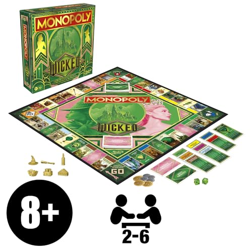 Monopoly Wicked Edition Board Game | Inspired by The Motion Picture | Ages 8+ | 2 to 6 Players | 30 Mins. | Family Games for Kids, Teens, and Adults