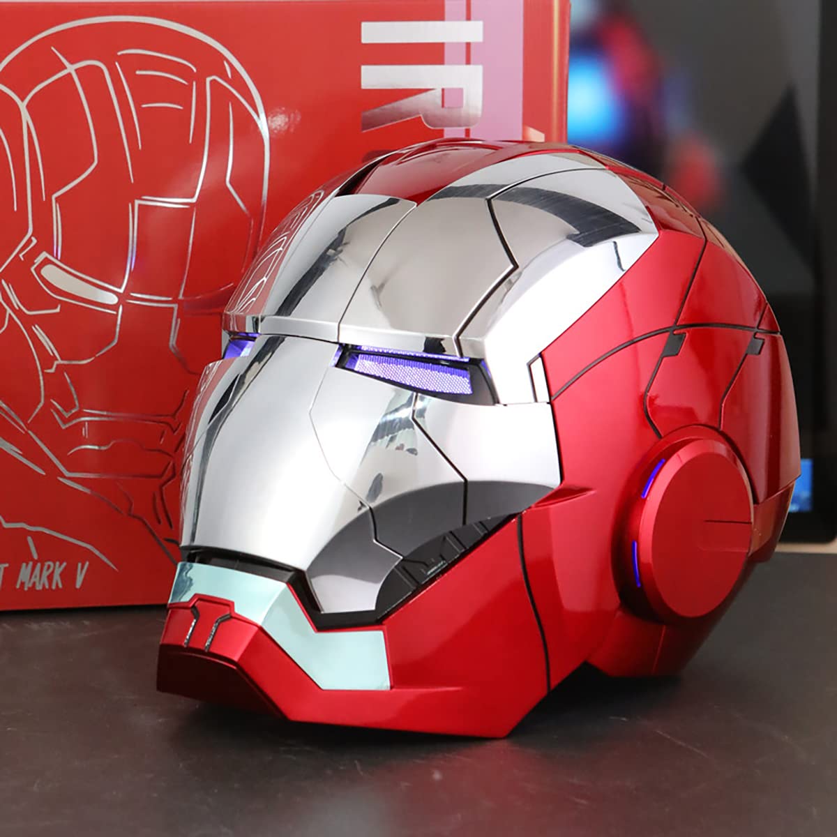 Helmet Man MK5 1:1 Cosplay Mask Electronic Open/Close Voice Control for Adult Superhero Movie Role-Playing Helmet Touch Sensor