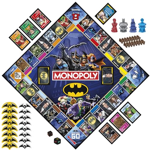 Monopoly Batman Edition Board Game | Monopoly Game for Batman Fans | Ages 8 and Up | 2 to 4 Players | Family Games | Strategy Games for Kids and Adults