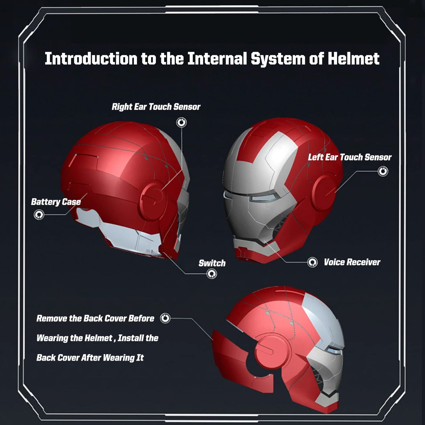 Helmet Man MK5 1:1 Cosplay Mask Electronic Open/Close Voice Control for Adult Superhero Movie Role-Playing Helmet Touch Sensor