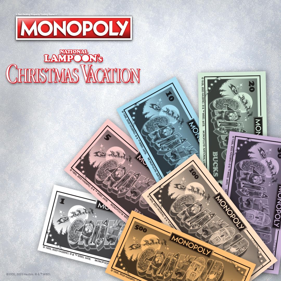 Monopoly National Lampoons Christmas Vacation, Featuring Themed Tokens Squirrel, Egg Nog Glass, Chainsaw & More, 2-6 Players, Ages 15+, Play Time 60+, Officially Licensed National Lampoons Board Game