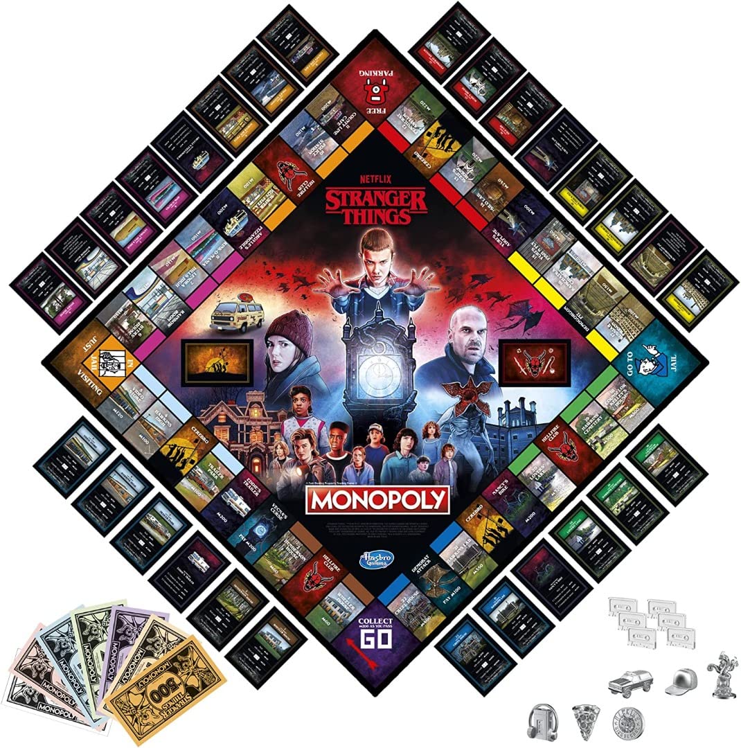 MONOPOLY: Netflix Stranger Things Edition Board Game for Adults and Teens Ages 14+, Game for 2-6 Players, Inspired by Stranger Things Season 4, Multicolor