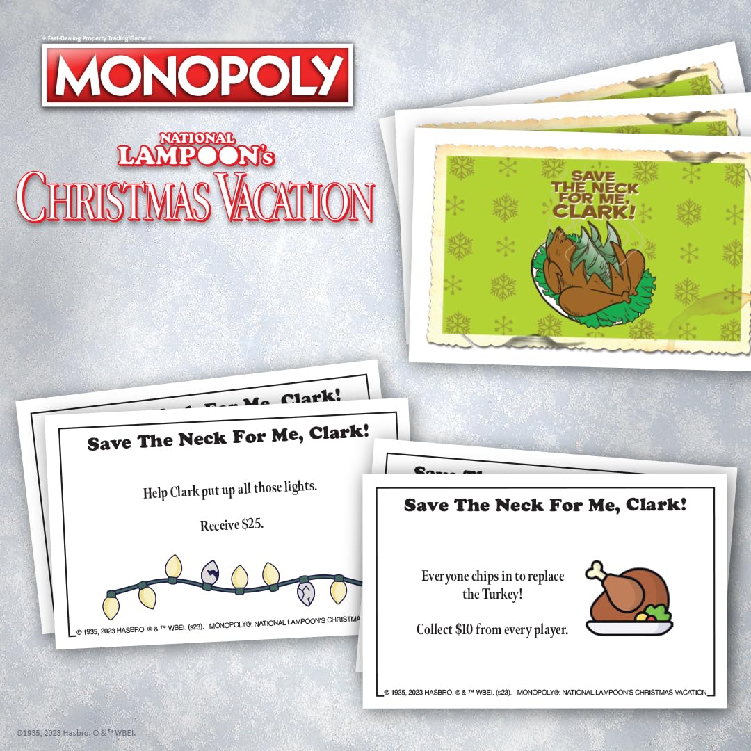 Monopoly National Lampoons Christmas Vacation, Featuring Themed Tokens Squirrel, Egg Nog Glass, Chainsaw & More, 2-6 Players, Ages 15+, Play Time 60+, Officially Licensed National Lampoons Board Game