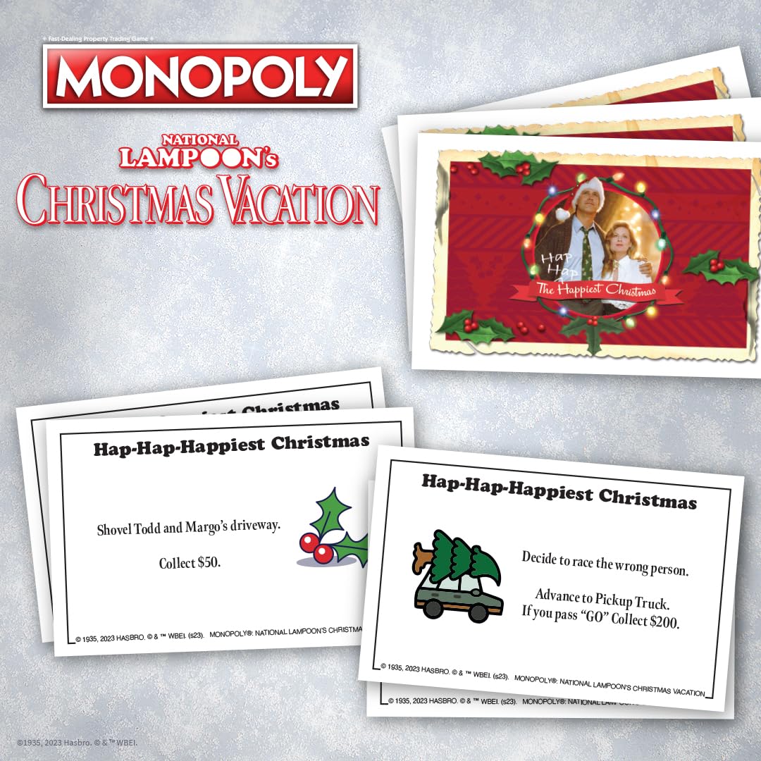 Monopoly National Lampoons Christmas Vacation, Featuring Themed Tokens Squirrel, Egg Nog Glass, Chainsaw & More, 2-6 Players, Ages 15+, Play Time 60+, Officially Licensed National Lampoons Board Game