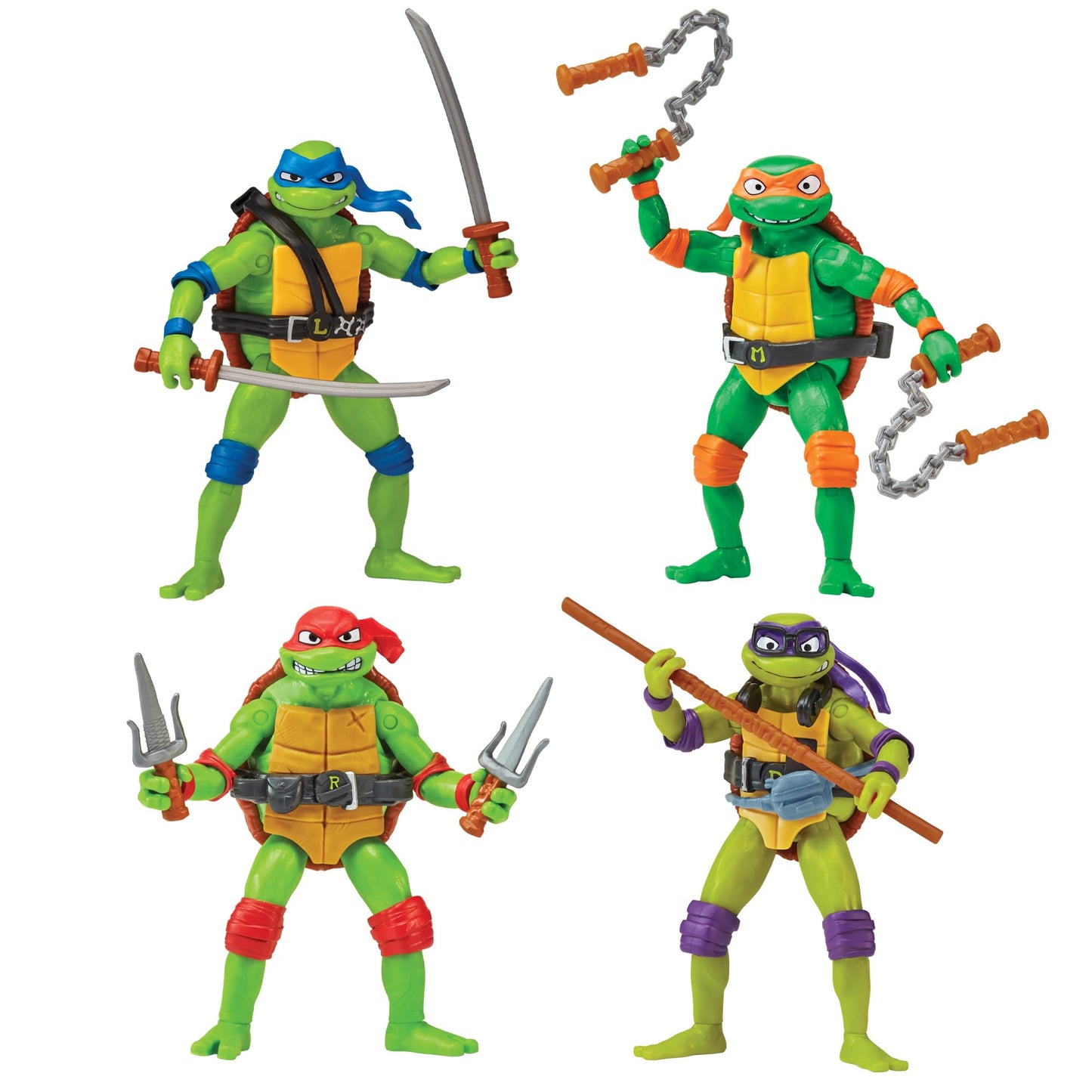 Teenage Mutant Ninja Turtles: Mutant Mayhem Basic Figure Turtle 4-Pack Bundle by Playmates Toys