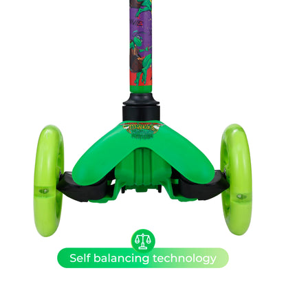 TMNT Self Balancing Kick Scooter with Light Up Wheels, Extra Wide Deck, 3 Wheel Platform, Foot Activated Brake, 75 lbs Limit, Kids & Toddlers Girls or Boys, for Ages 3 and Up