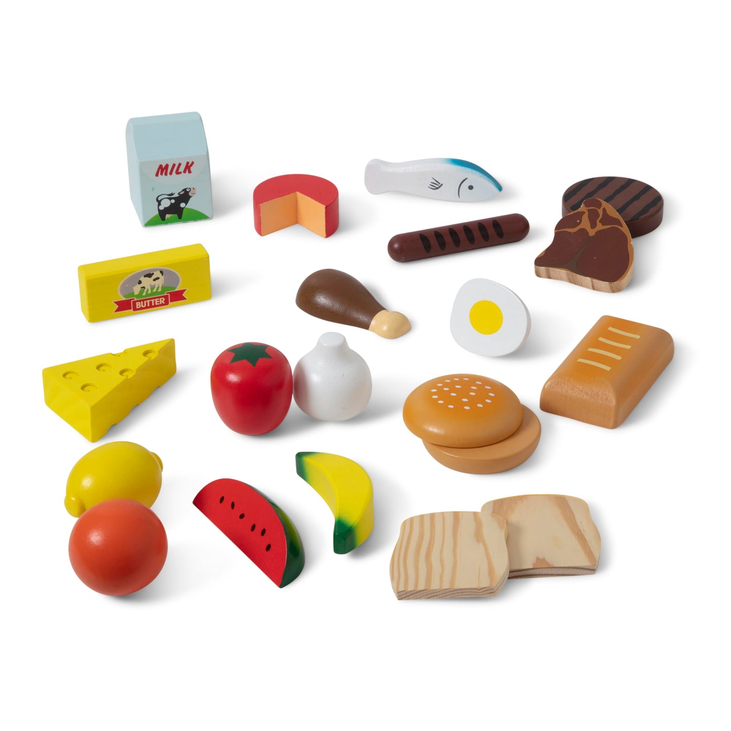 Melissa & Doug Food Groups - 21 Wooden Pieces and 4 Crates, Multi - Play Food Sets For Kids Kitchen, Pretend Food, Toy Food For Toddlers And Kids Ages 3+