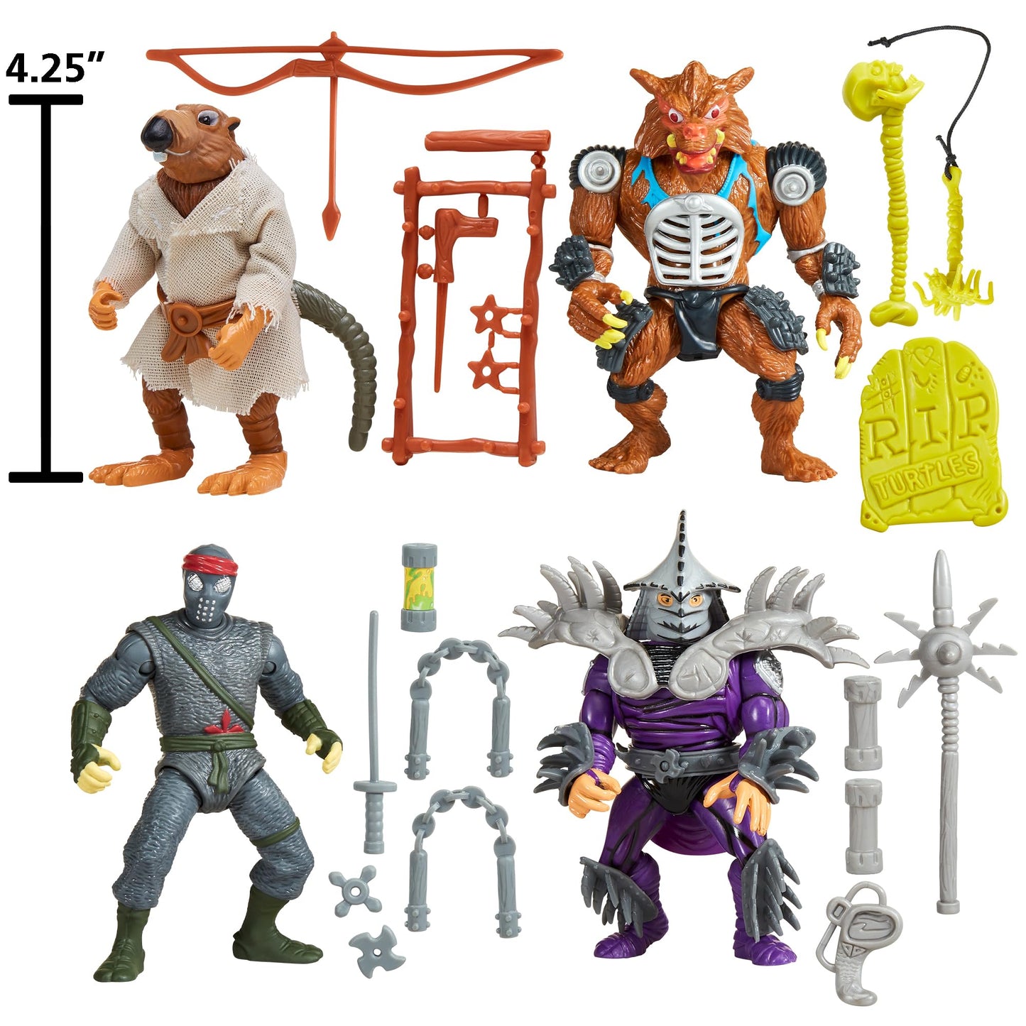 PlayMates Teenage Mutant Ninja Turtles Classic Movie Star Mutants 4-Pack Bundle Toys