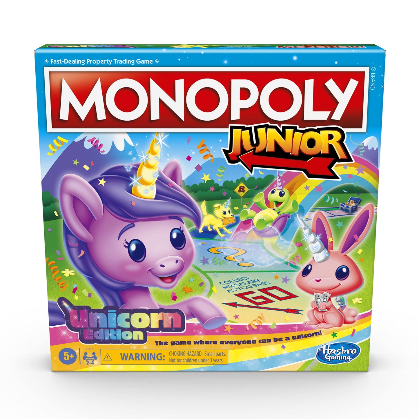 Monopoly Junior: Unicorn Edition Board Game | Magical-Themed Indoor Family Game | 2 to 4 Players | Preschool Games | Kids Ages 5+ (Amazon Exclusive)