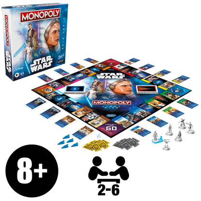 Monopoly Hasbro Gaming Star Wars Light Side Edition Board Game for Families and Kids Ages 8 and Up, Star Wars Jedi Game for 2-6 Players