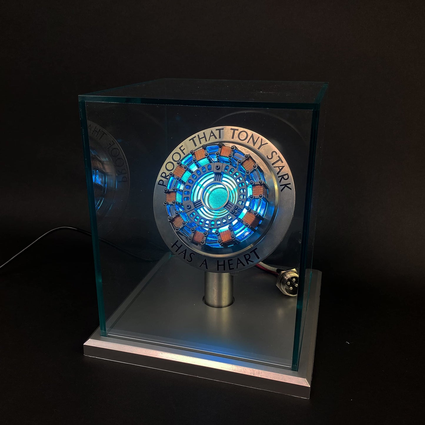 Iron Man Arc Reactor 1:1 Ratio, Vibration Sensing, LED Light, USB Connection, with Display Case. for Collections