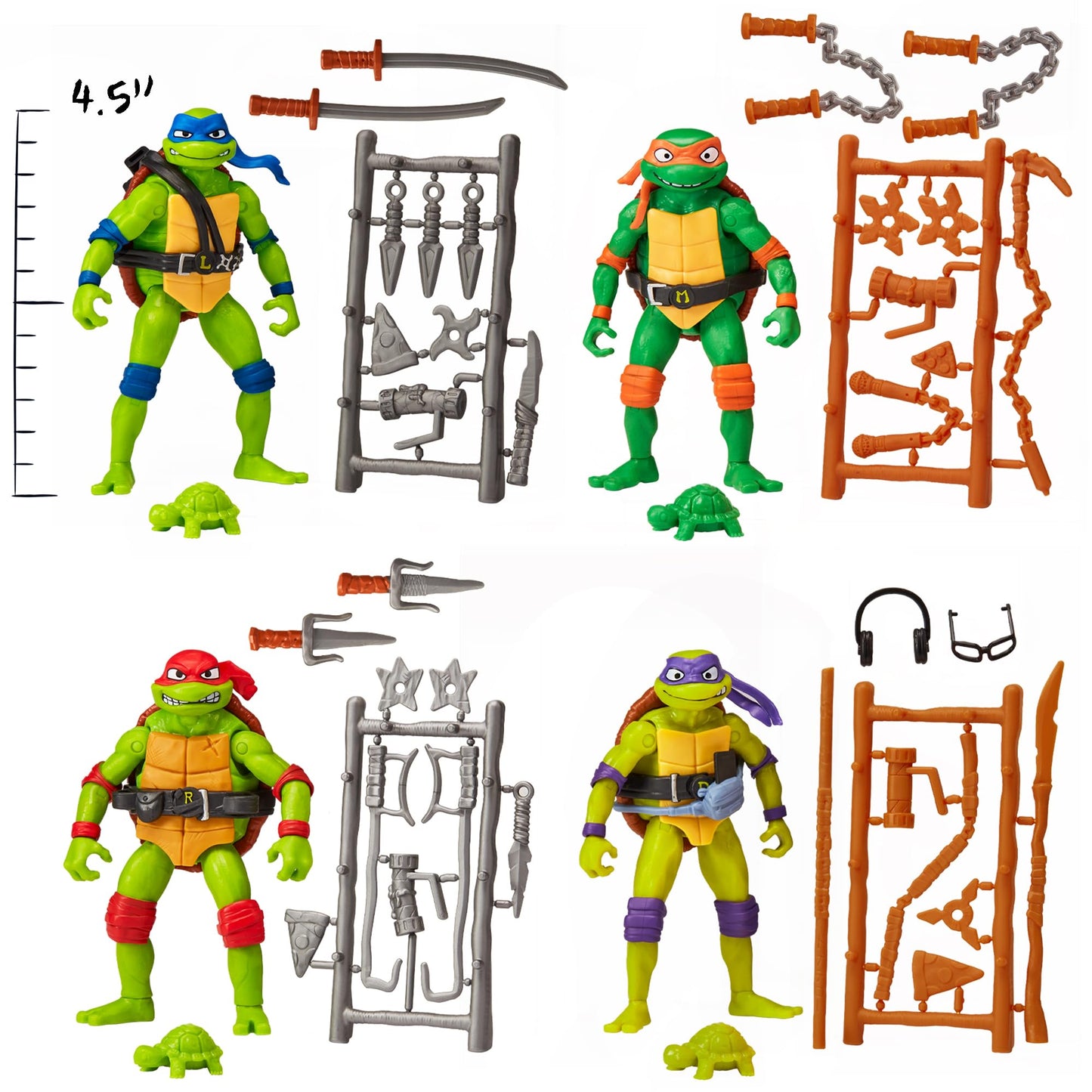 Teenage Mutant Ninja Turtles: Mutant Mayhem Basic Figure Turtle 4-Pack Bundle by Playmates Toys