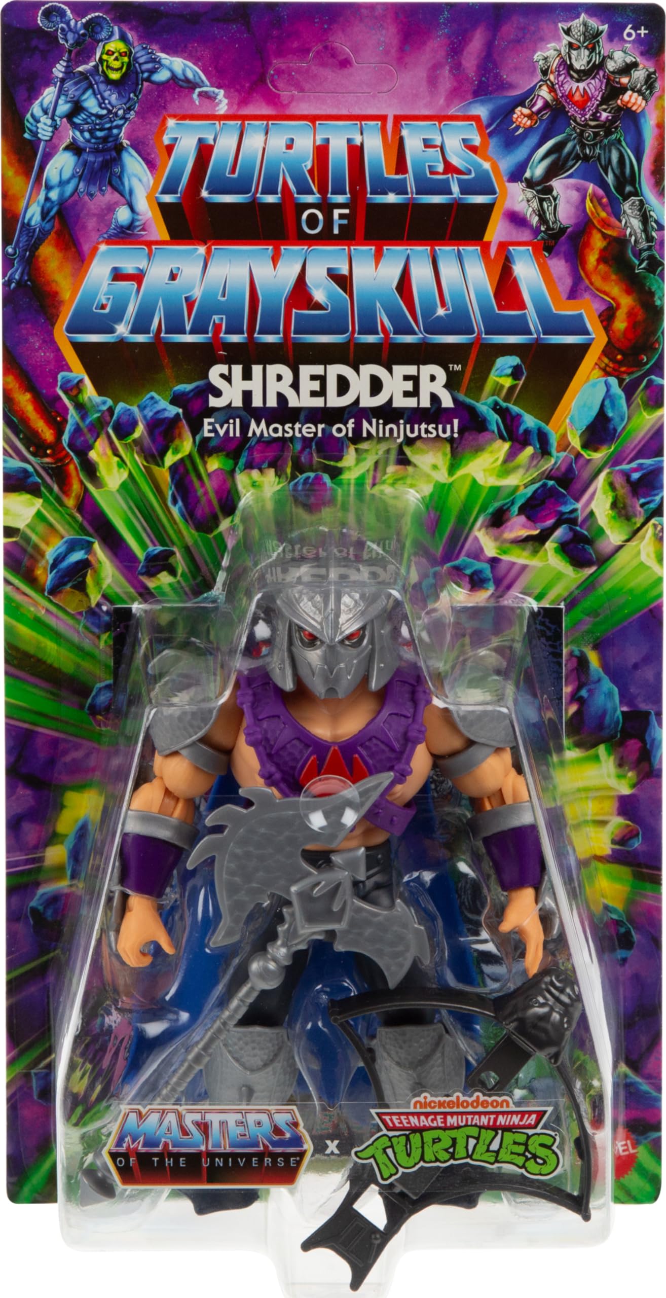 Masters of the Universe Mattel Origins Turtles of Grayskull Action Figure & Accessories, Shredder Collectible Toy with 16 Joints, TMNT & Motu Crossover