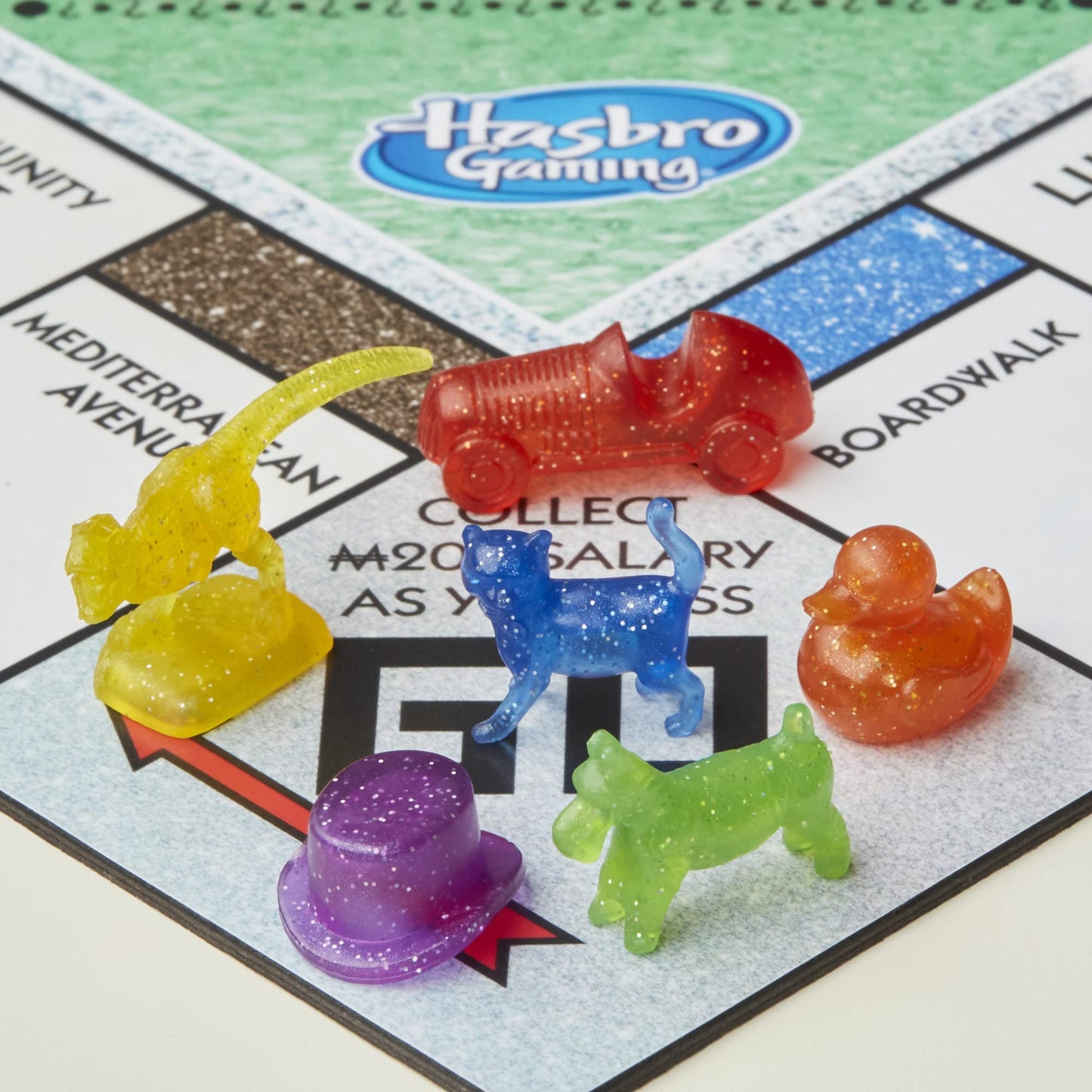 Hasbro Gaming Monopoly Sparkle Edition Board Game, Family Games, with Glittery Tokens, Pearlescent Dice, Sparkly Look, (Amazon Exclusive)