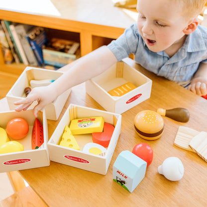 Melissa & Doug Food Groups - 21 Wooden Pieces and 4 Crates, Multi - Play Food Sets For Kids Kitchen, Pretend Food, Toy Food For Toddlers And Kids Ages 3+