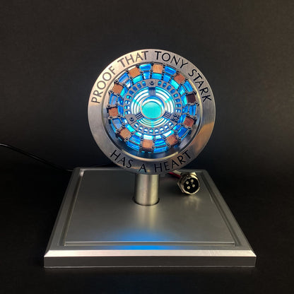 Iron Man Arc Reactor 1:1 Ratio, Vibration Sensing, LED Light, USB Connection, with Display Case. for Collections