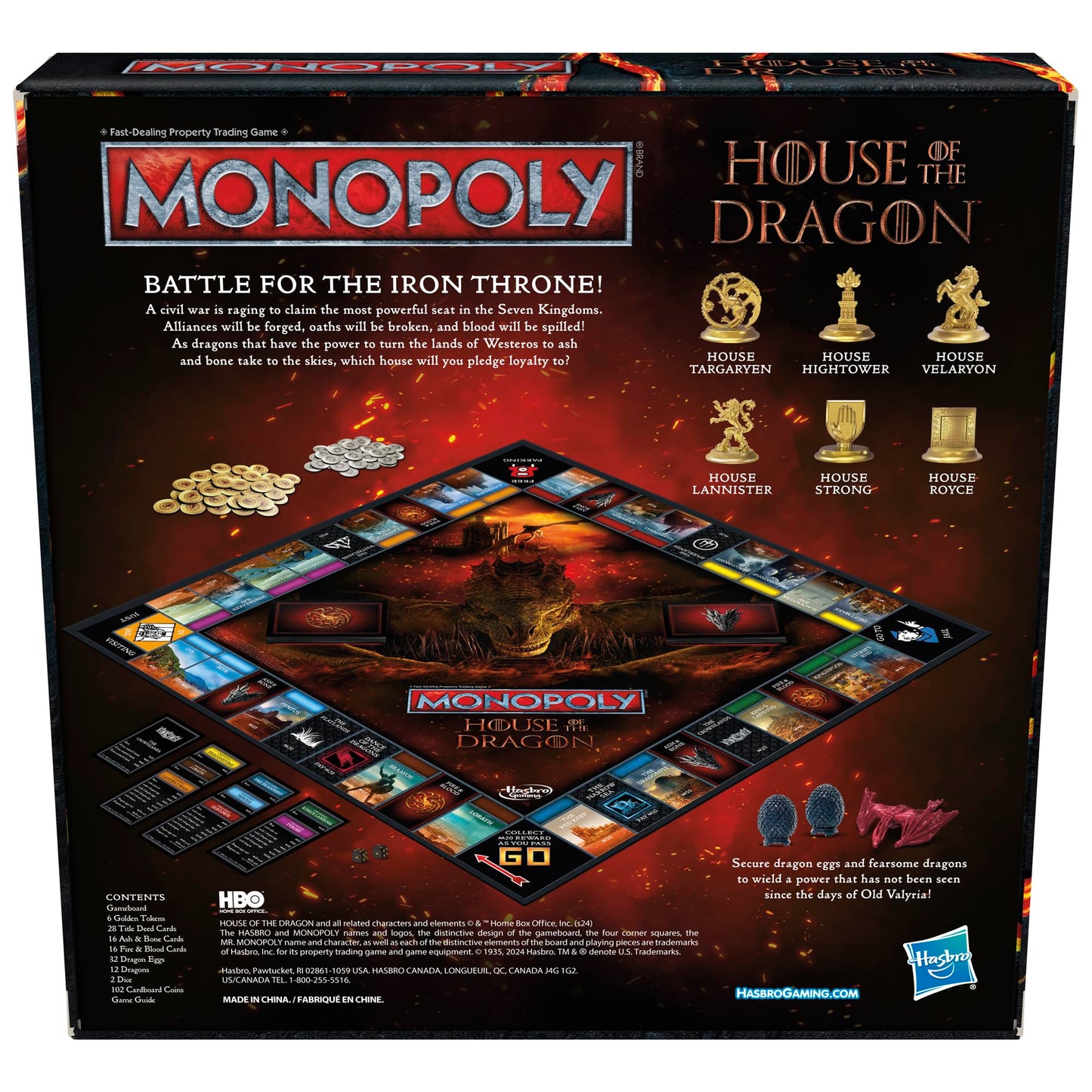 Monopoly House of the Dragon Edition Board Game | Based on the Hit TV Series | Ages 17 and Up | 2 to 6 Players | Strategy Games (Amazon Exclusive)