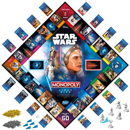 Monopoly Hasbro Gaming Star Wars Light Side Edition Board Game for Families and Kids Ages 8 and Up, Star Wars Jedi Game for 2-6 Players