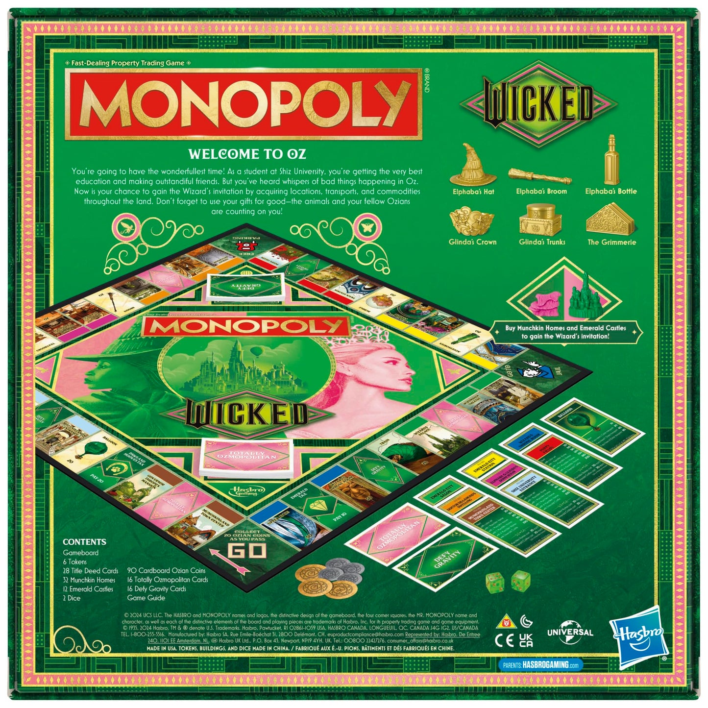 Monopoly Wicked Edition Board Game | Inspired by The Motion Picture | Ages 8+ | 2 to 6 Players | 30 Mins. | Family Games for Kids, Teens, and Adults