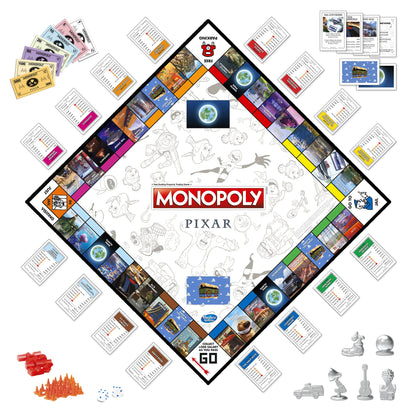 Hasbro Gaming Monopoly: Pixar Edition Board Game for Kids 8 and Up, Buy Locations from Disney and Pixar's Toy Story, The Incredibles, Up, Coco, Lightyear, and More (Amazon Exclusive)