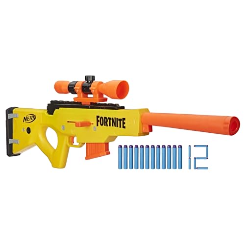 NERF Fortnite BASR-L Bolt Action, Clip Fed Blaster - Includes Removable Scope, 6-Dart Clip and 12 Official Elite Darts