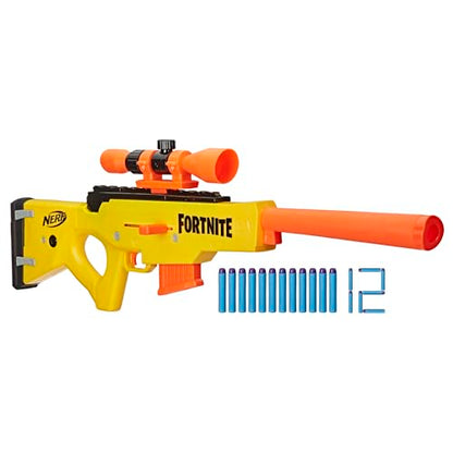 NERF Fortnite BASR-L Bolt Action, Clip Fed Blaster - Includes Removable Scope, 6-Dart Clip and 12 Official Elite Darts