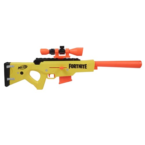 NERF Fortnite BASR-L Bolt Action, Clip Fed Blaster - Includes Removable Scope, 6-Dart Clip and 12 Official Elite Darts