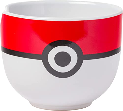 Silver Buffalo Pokemon Pokeball Ceramic Ramen Noodle Bowl with Chopsticks, Microwave Safe, 20 Ounces