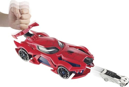 Hot Wheels Marvel Spider-Man Web-Car Launcher with Movement-Activated Eyes & 1:64 Scale Toy Character Car .