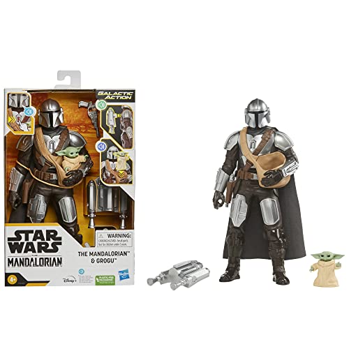 Playskool STAR WARS Galactic Action The Mandalorian & Grogu Interactive Electronic 12-Inch-Scale Action Figures,Toys for Kids Ages 4 and Up