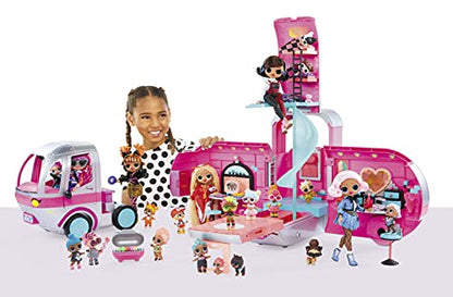 LOL Surprise OMG Glamper Fashion Camper Doll Playset with 55+ Surprises, Fully-Furnished with Light Up Pool, Water Slide, Bunk Beds, Cafe, BBQ Grill, DJ Booth - Ages 4 + Years