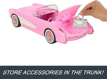 Hot Wheels RC Barbie Corvette, Battery-Operated Remote-Control Toy Car from Barbie The Movie, Holds 2 Barbie Dolls, Trunk Opens for Storage