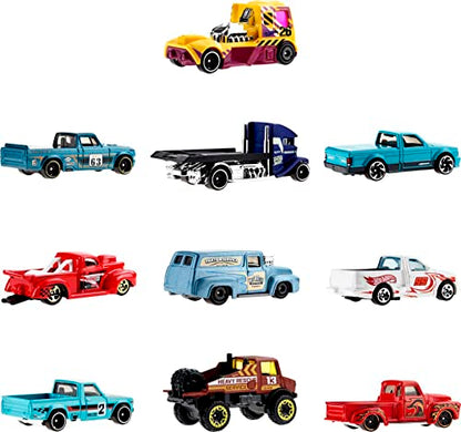 Hot Wheels 10-Pack, Set of 10 Toy Trucks in 1:64 Scale, Mix of Officially Licensed & Unlicensed (Styles May Vary) (Amazon Exclusive)