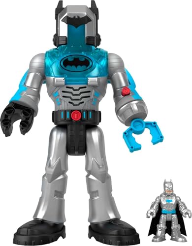 Fisher-Price Imaginext DC Super Friends Batman Toy Insider & Exo Suit 12-Inch Robot with Lights Sounds & Figure for Ages 3+ Years, Defender Grey, Medium