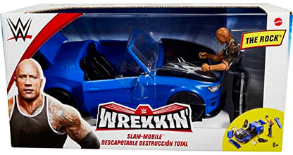 WWE Slam Mobile Wrekkin Vehicle Breakaway Car with WWE the Rock, for 6-Inch Action Figure